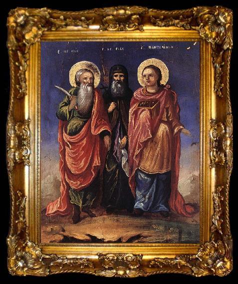 framed  Nicolae Grigorescu Saints llie,Sava and Pantelimon, ta009-2
